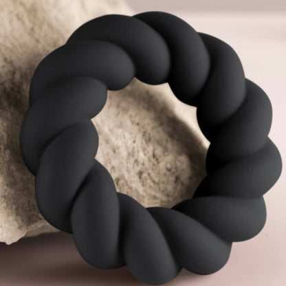 ROCKS-OFF - BLACK SILICONE TWIST MASTURBATOR RING