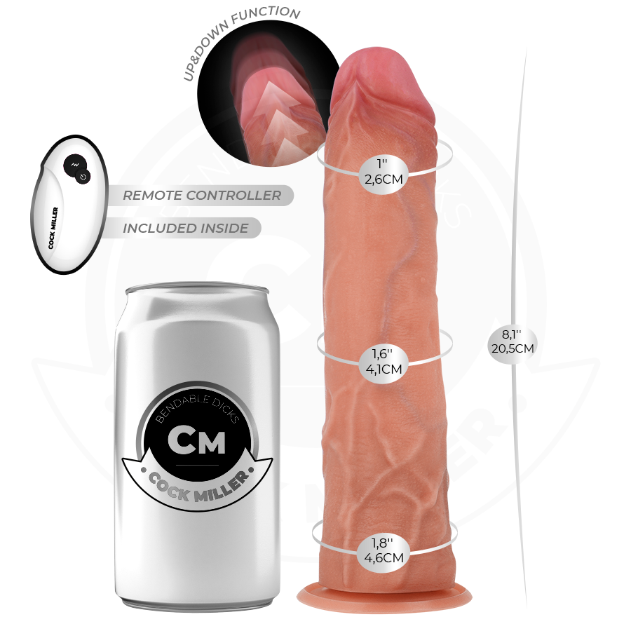 COCK MILLER - HYPER-REALISTIC DILDO WITH SUCTION CUP AND REMOTE CONTROL THRUSH 20.5 CM