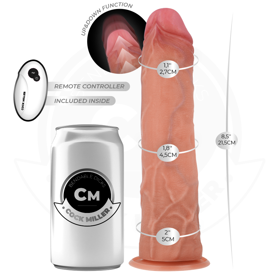 COCK MILLER - HYPER-REALISTIC DILDO WITH SUCTION CUP AND REMOTE CONTROL THRUSTING 21.5 CM