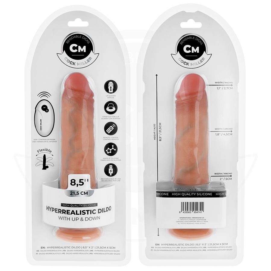 COCK MILLER - HYPER-REALISTIC DILDO WITH SUCTION CUP AND REMOTE CONTROL THRUSTING 21.5 CM
