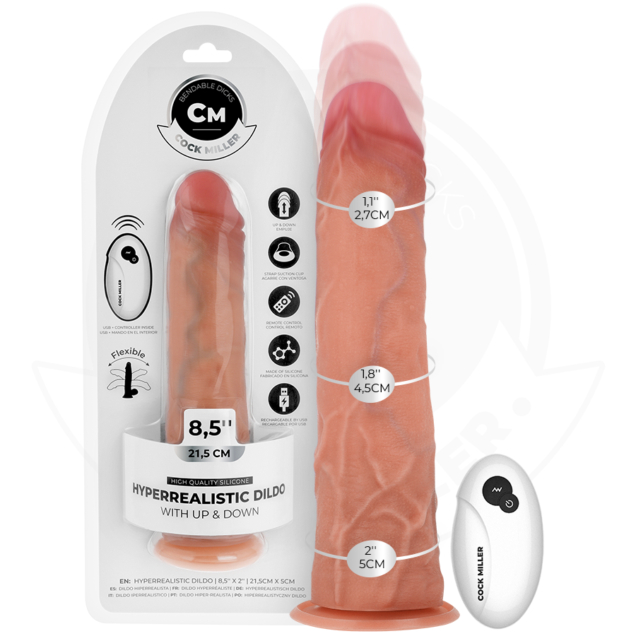 COCK MILLER - HYPER-REALISTIC DILDO WITH SUCTION CUP AND REMOTE CONTROL THRUSTING 21.5 CM