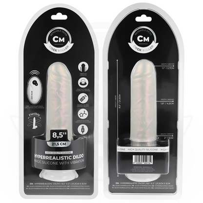 COCK MILLER - DILDO WITH SUCTION CUP, LIGHTS AND VIBRATION WITH REMOTE CONTROL WHITE 21.5 CM