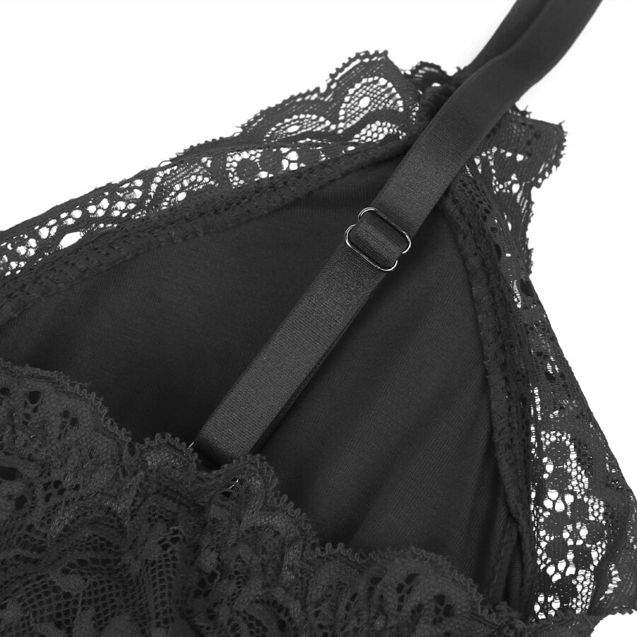 SUBBLIME - BLACK FLORAL LACE DETAIL TEDDY S/M - 16