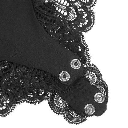 SUBBLIME - BLACK FLORAL LACE DETAIL TEDDY S/M - 18