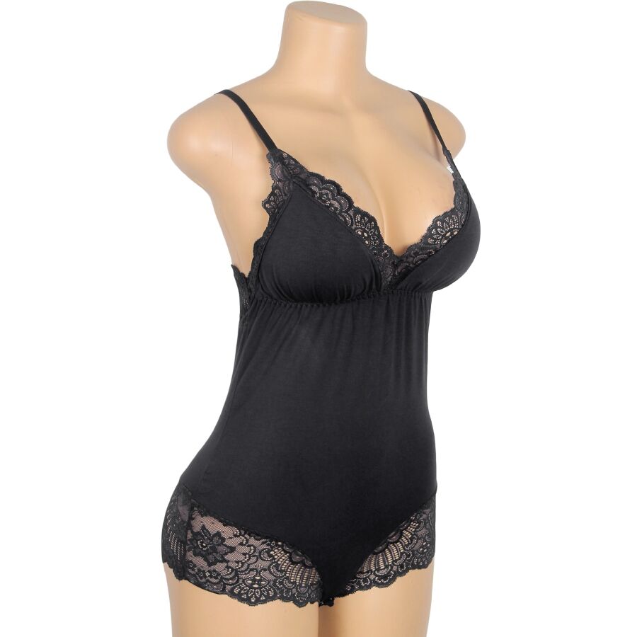 SUBBLIME - BLACK FLORAL LACE DETAIL TEDDY L/XL - 2