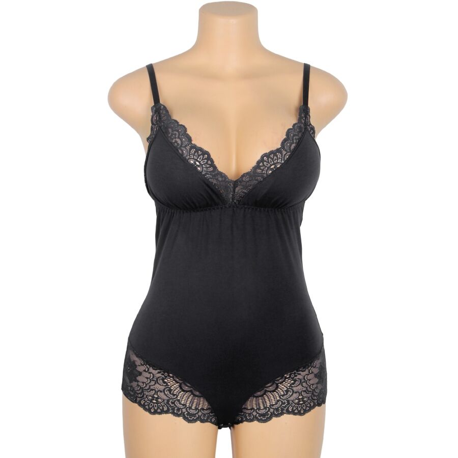 SUBBLIME - BLACK FLORAL LACE DETAIL TEDDY L/XL - 5