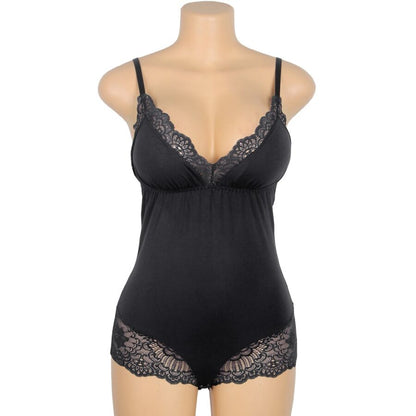 SUBBLIME - BLACK FLORAL LACE DETAIL TEDDY L/XL - 5