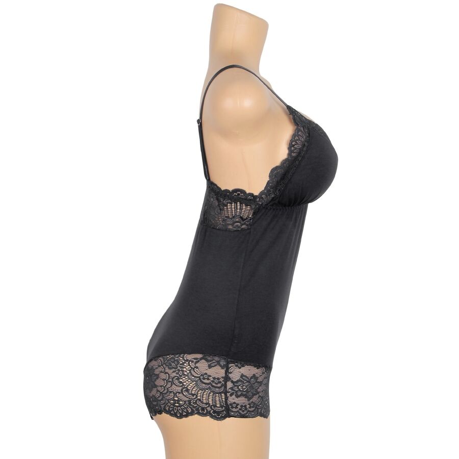 SUBBLIME - BLACK FLORAL LACE DETAIL TEDDY L/XL - 11