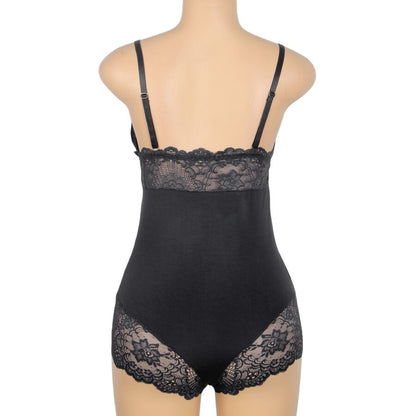 SUBBLIME - BLACK FLORAL LACE DETAIL TEDDY L/XL - 13