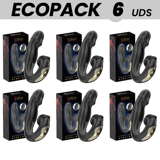 ECOPACKS 6 UNITS - IBIZA ROSE VIBRATOR WITH FLICKING EFFECT AND CLITORAL STIMULATOR