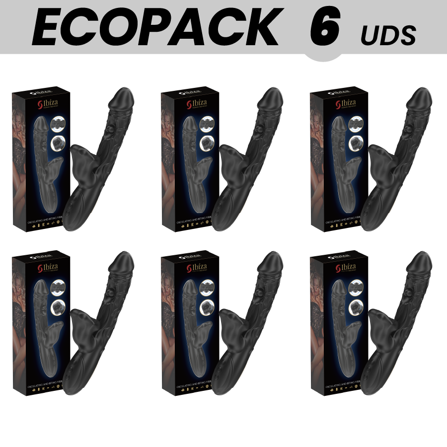 ECOPACKS 6 UNITS - IBIZA VIBRATOR AND CLITORAL STIMULATOR WITH BITE EFFECT AND ROTATION