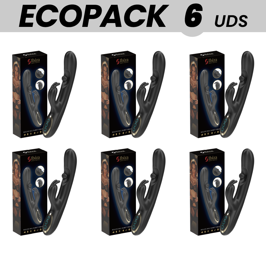 ECOPACKS 6 UNITS - IBIZA POWERFUL RABBIT VIBRATOR WITH ROTATING MASSAGE PEARL
