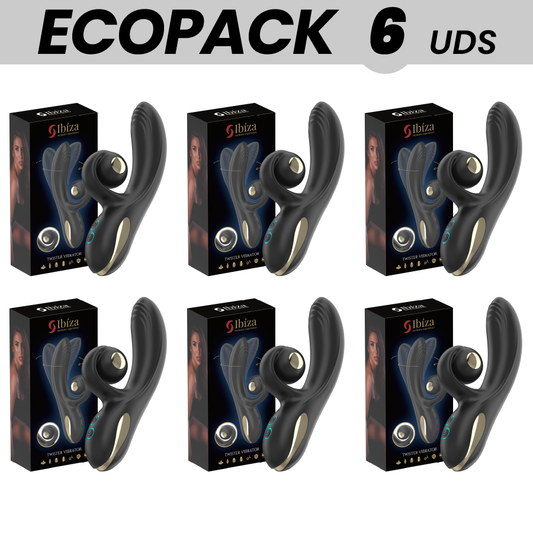 ECOPACKS 6 UNITS - IBIZA TWISTER VIBRATOR WITH CURVED STIMULATOR AND VIBRO-ROTATION