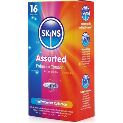 SKINS - ASSORTED PACK OF PREMIUM PRESERVATIVES 16 PIECES