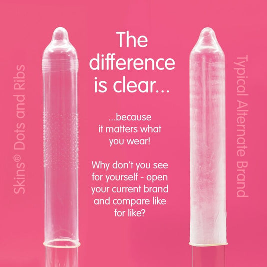 SKINS - DOTS &amp; RIBS PREMIUM CONDOMS 4-PACK