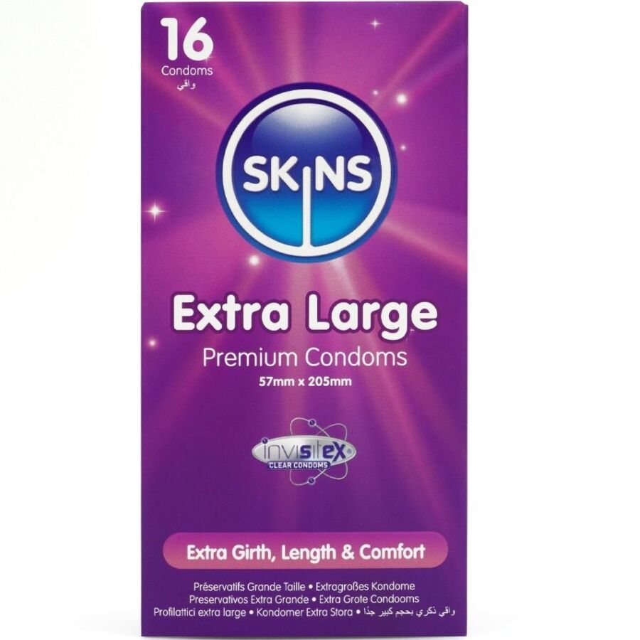 SKINS - EXTRA LARGE PREMIUM CONDOMS 16 PACK