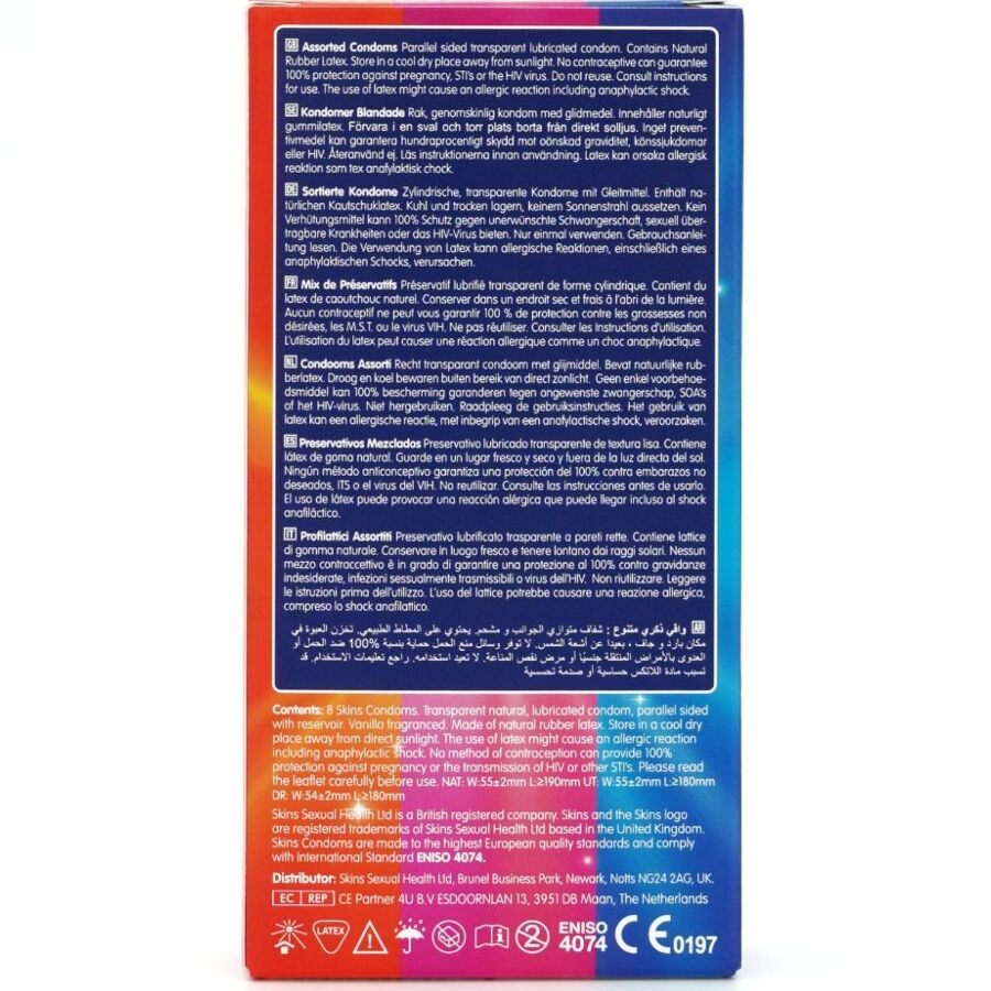 SKINS - ASSORTED PACK OF 8 PREMIUM CONDOMS