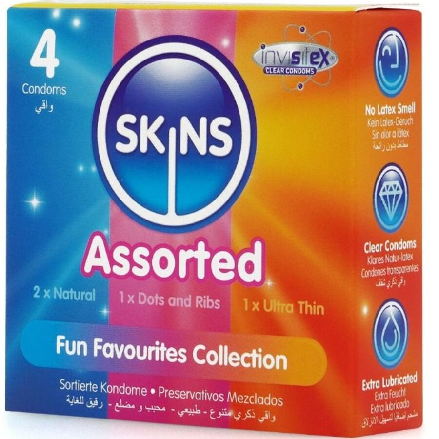 SKINS - ASSORTED PREMIUM CONDOMS 4-PACK