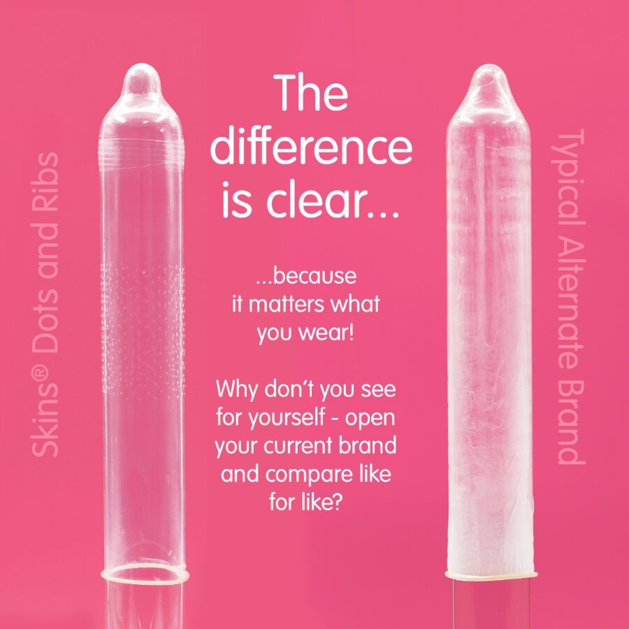 SKINS - DOTS &amp; RIBS PREMIUM CONDOMS 8-PACK