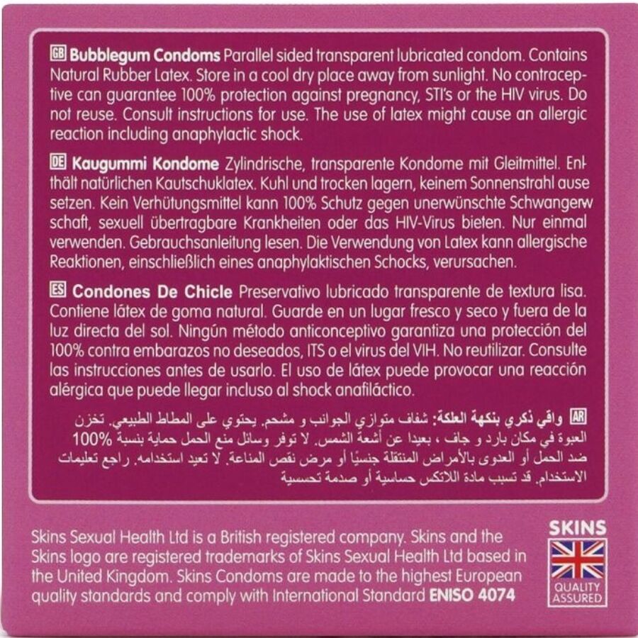 SKINS - BUBBLEGUM PREMIUM CONDOM 4-PACK