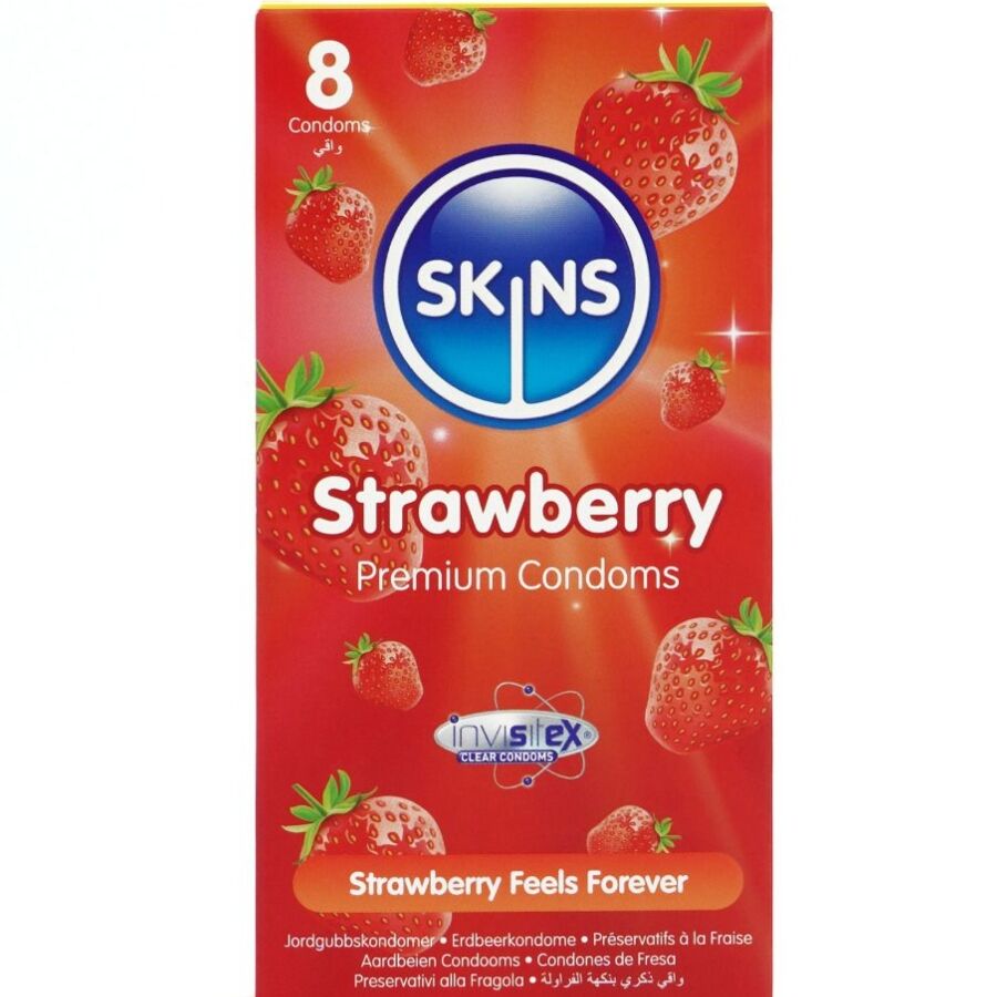 SKINS - PREMIUM STRAWBERRY CONDOMS 8-PACK