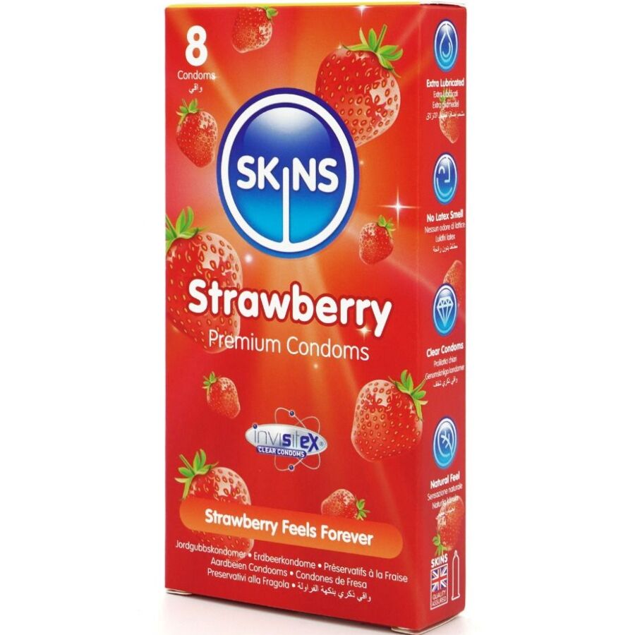 SKINS - PREMIUM STRAWBERRY CONDOMS 8-PACK