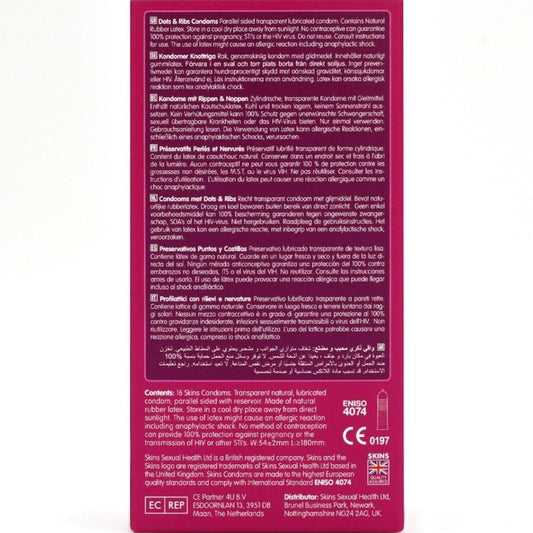 SKINS - DOTS &amp; RIBS PREMIUM CONDOMS 16-PACK