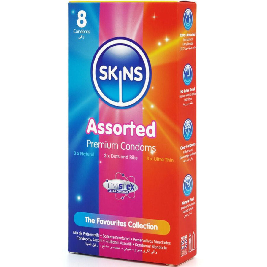 SKINS - ASSORTED PACK OF 8 PREMIUM CONDOMS