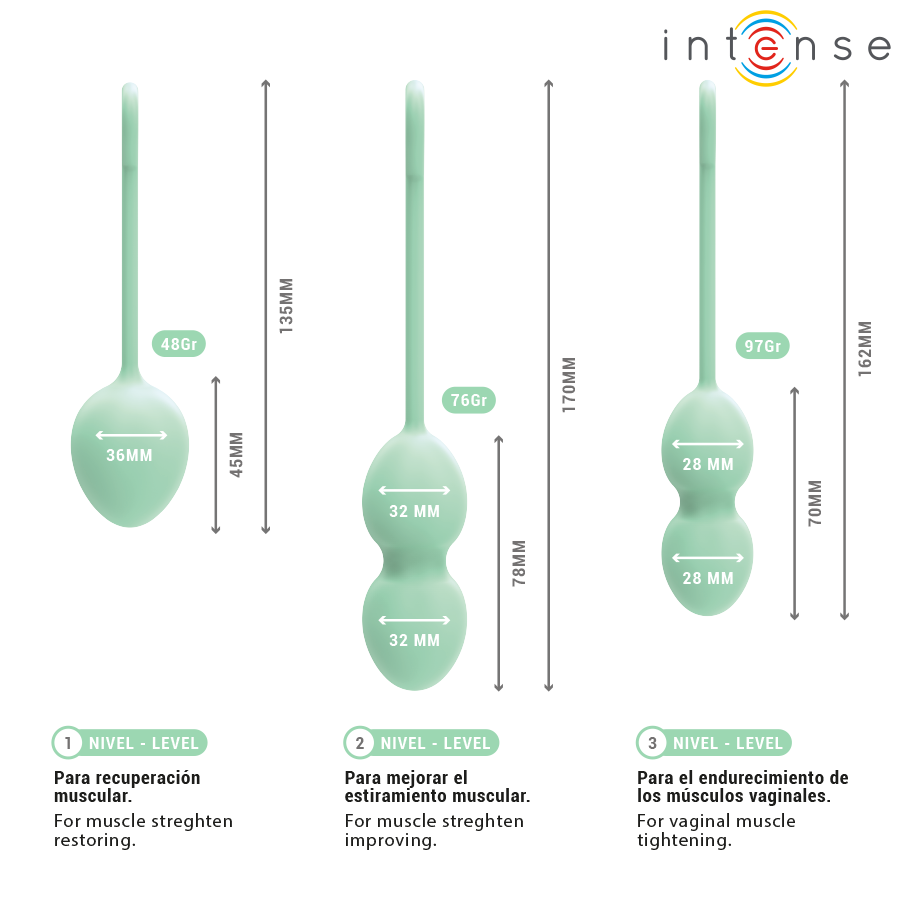 INTENSE - KEGEL BALLS KIT CHARLI LIGHT GREEN