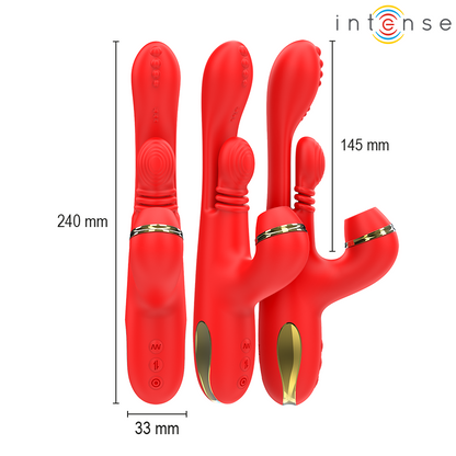 INTENSE - KATY MULTIFUNCTIONAL CLITORAL STIMULATOR 4 INTERCHANGEABLE HEADS RED