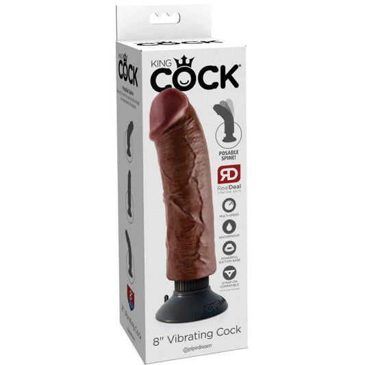 KING COCK - CAZZO VIBRANTE MARRONE 20,32 CM