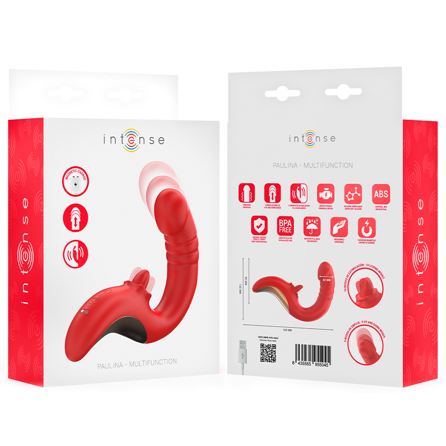 INTENSE - PAULINA U-SHAPED VIBRATOR AND STIMULATOR RED