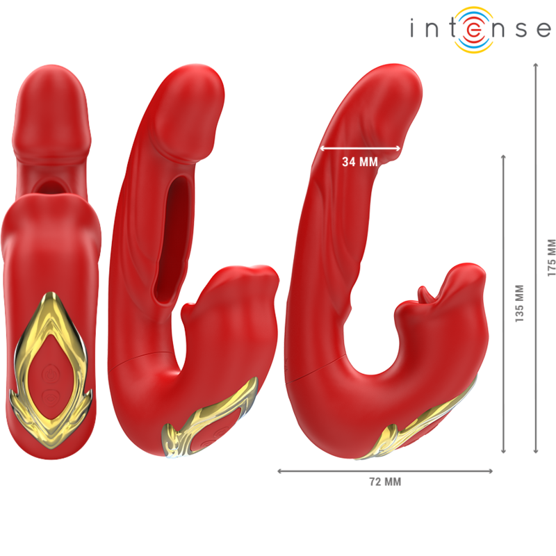 INTENSE - NATHY DOUBLE VIBRATOR WITH MULTIFUNCTIONAL STIMULATING MOUTH (RED)