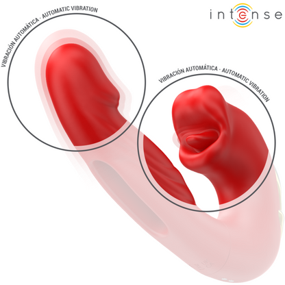 INTENSE - NATHY DOUBLE VIBRATOR WITH MULTIFUNCTIONAL STIMULATING MOUTH (RED)
