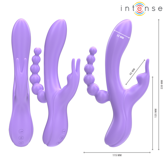 INTENSE - MIKO TRIPLO VIBRATORE CONIGLIO & STIMOLATORE & ANALE 7 VIBRAZIONI VIOLA