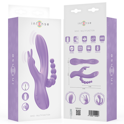 INTENSE - MIKO TRIPLE RABBIT VIBRATOR &amp; ANAL STIMULATOR 7 VIBRATIONS PURPLE