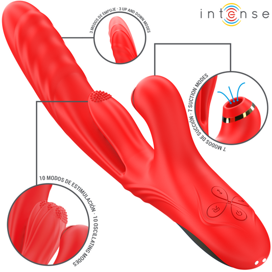 INTENSE - KAROL MULTIFUNCTIONAL VIBRATOR THRUST AND STIMULATION AND STIMULATING WAVES RED