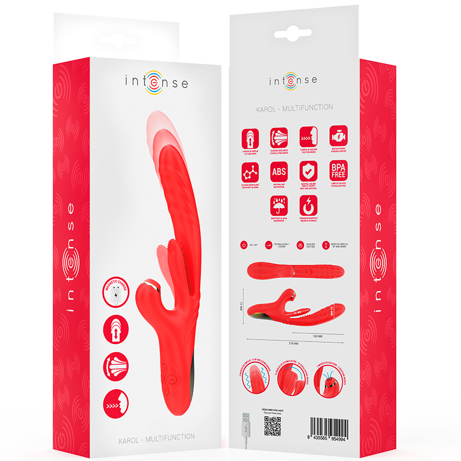 INTENSE - KAROL MULTIFUNCTIONAL VIBRATOR THRUST AND STIMULATION AND STIMULATING WAVES RED