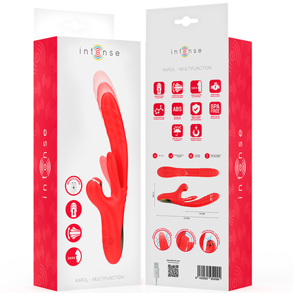 INTENSE - KAROL MULTIFUNCTIONAL VIBRATOR THRUST AND STIMULATION AND STIMULATING WAVES RED