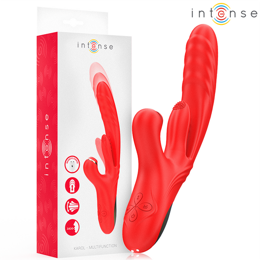 INTENSE - KAROL MULTIFUNCTIONAL VIBRATOR THRUST AND STIMULATION AND STIMULATING WAVES RED