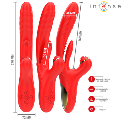 INTENSE - ROSALIA 3-IN-1 MULTIFUNCTIONAL VIBRATOR, RED