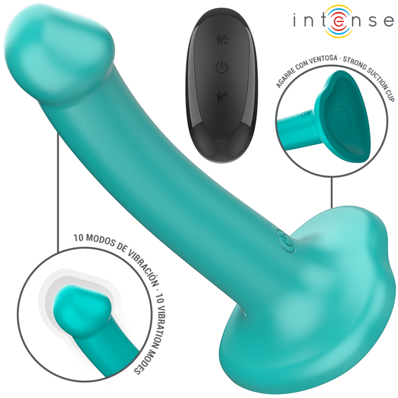 INTENSE - KATIE VIBRATOR WITH SUCTION CUP 10 VIBRATIONS REMOTE CONTROL BLUE