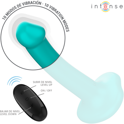 INTENSE - KATIE VIBRATOR WITH SUCTION CUP 10 VIBRATIONS REMOTE CONTROL BLUE