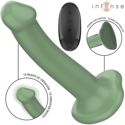 INTENSE - BECCA VIBRATOR WITH SUCTION CUP 10 VIBRATIONS REMOTE CONTROL GREEN