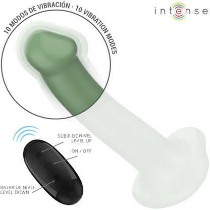 INTENSE - BECCA VIBRATOR WITH SUCTION CUP 10 VIBRATIONS REMOTE CONTROL GREEN