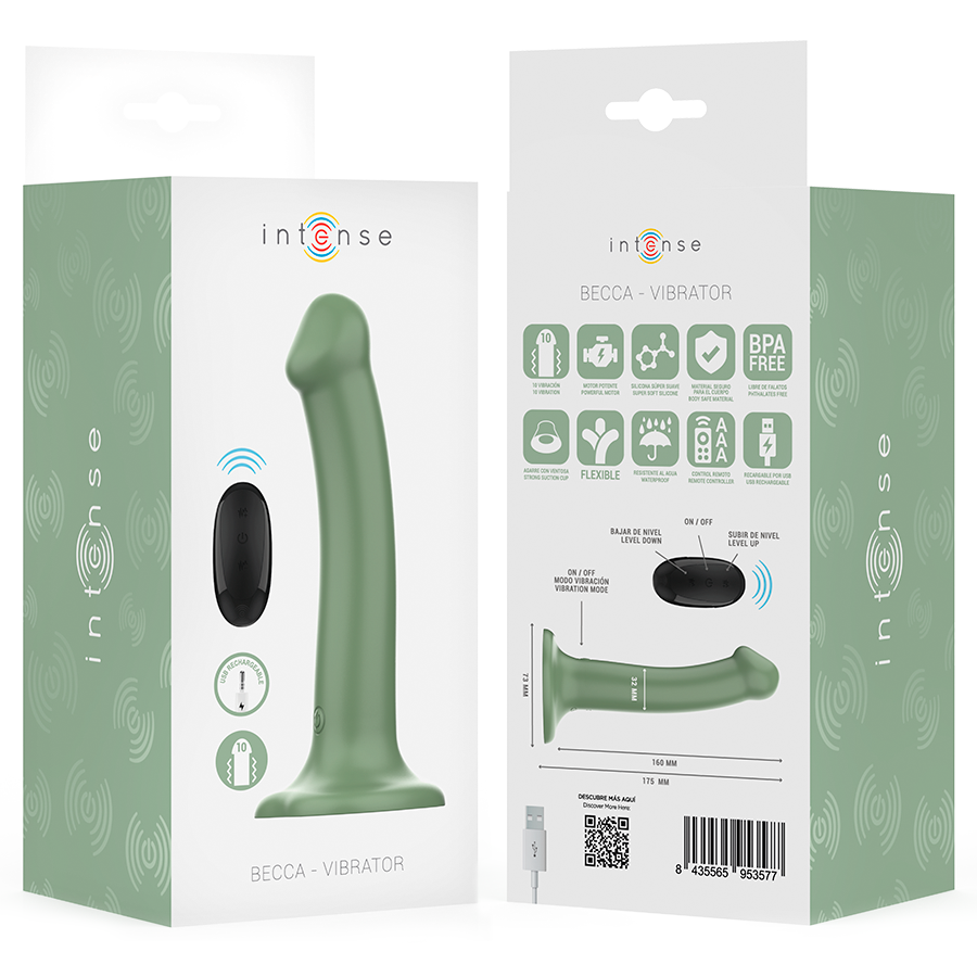 INTENSE - BECCA VIBRATOR WITH SUCTION CUP 10 VIBRATIONS REMOTE CONTROL GREEN