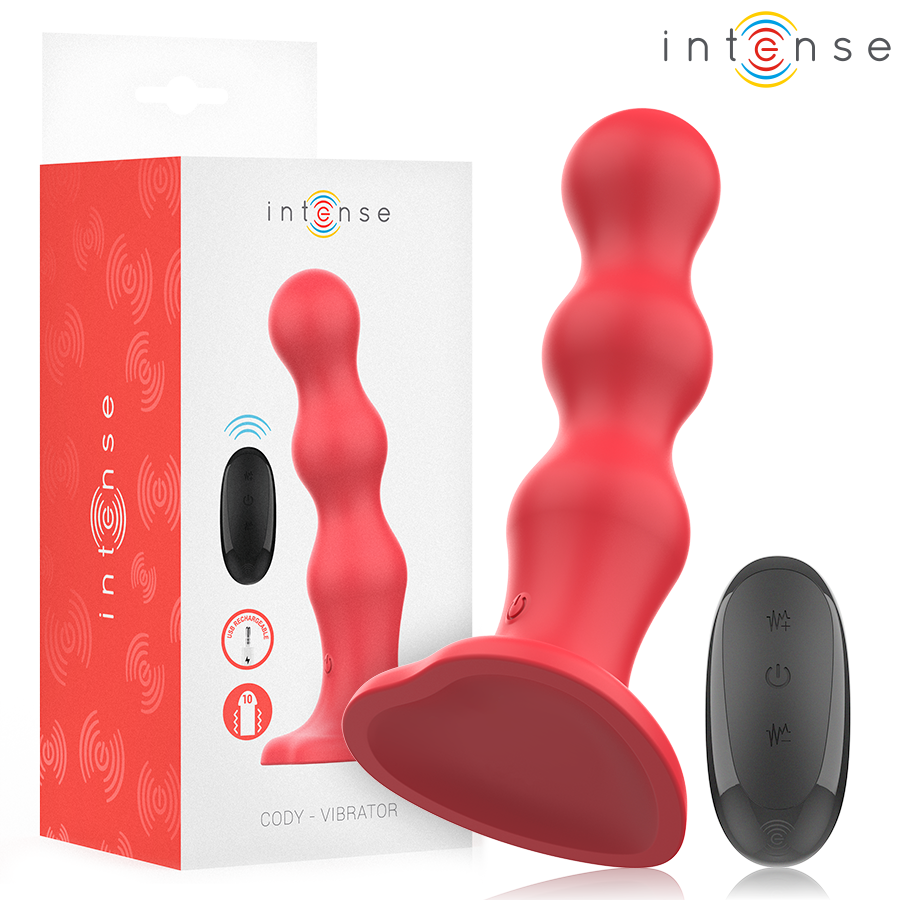 INTENSE - CODY VIBRATOR WITH SUCTION CUP AND REMOTE CONTROL (RED)