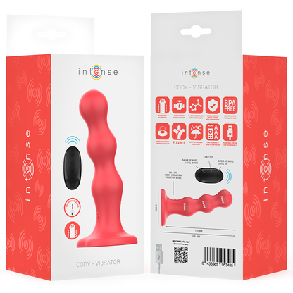INTENSE - CODY VIBRATOR WITH SUCTION CUP AND REMOTE CONTROL (RED)
