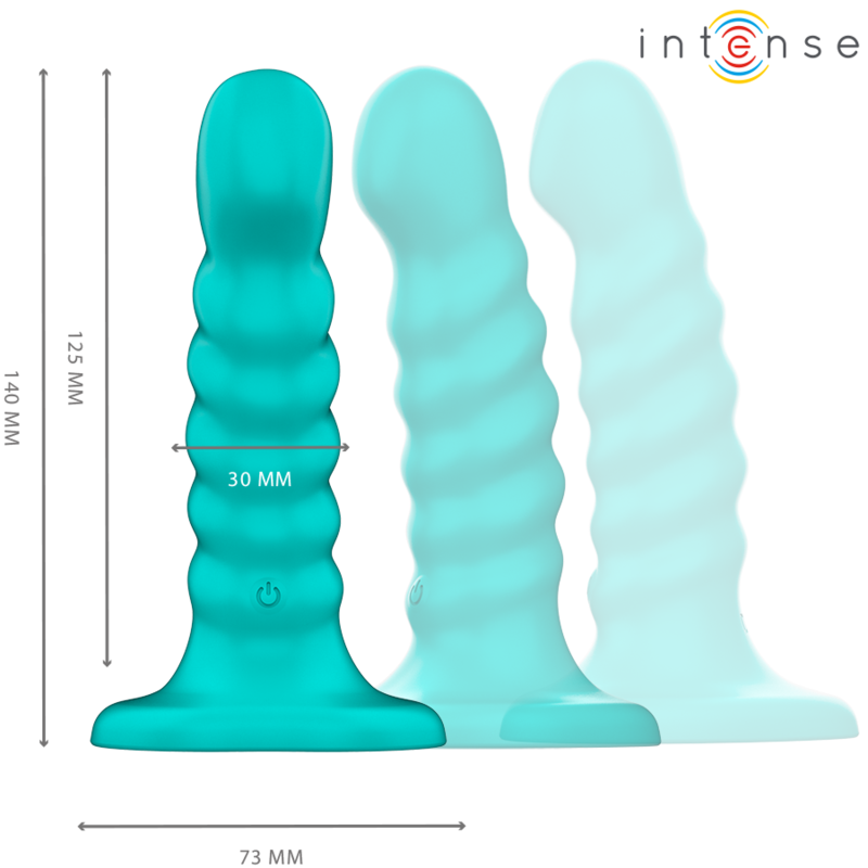 INTENSE - BUFFY VIBRATOR SIZE S SPIRAL DESIGN 10 VIBRATIONS REMOTE CONTROL BLUE