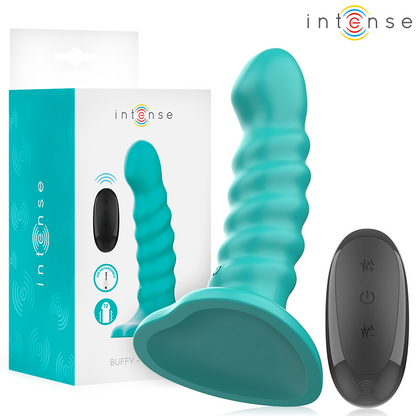 INTENSE - BUFFY VIBRATOR SIZE S SPIRAL DESIGN 10 VIBRATIONS REMOTE CONTROL BLUE